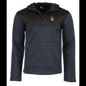 Spyder 🌟NWTs🌟 Navy & Black Ray Half-Zip Hooded Pullover - Men